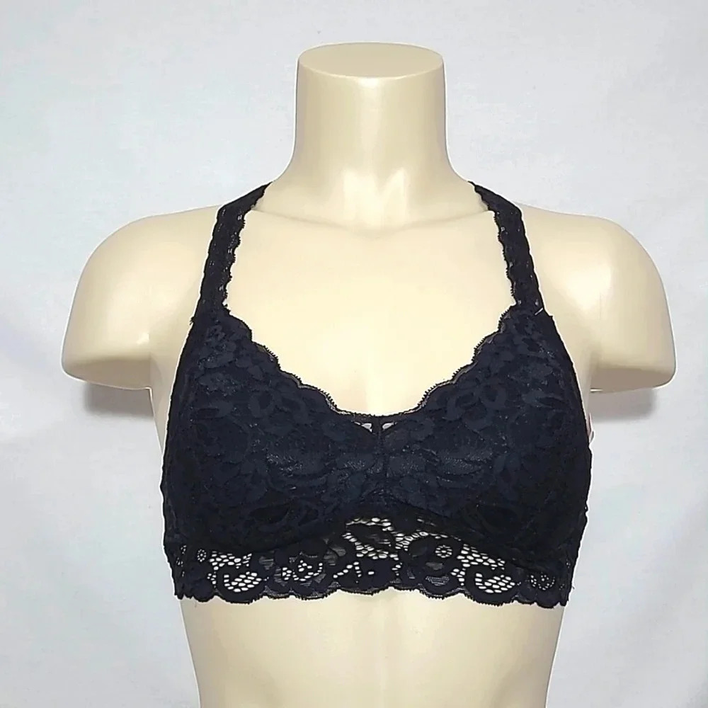 XS X-SMALL Xhilaration Push Up Racerback Lace Bra Bralette Black NWT